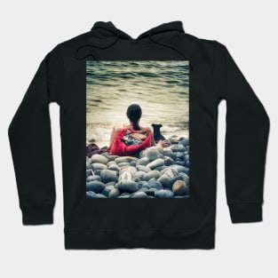 Woman Dog Sea Stones Beach Italy Hoodie